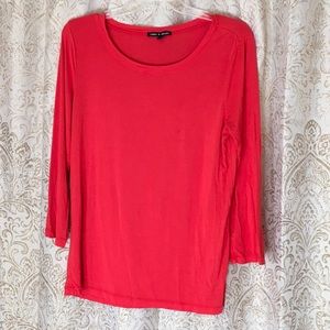Orange Cable and Gauge 3/4 sleeve top